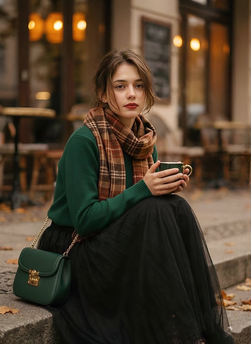 1970s Fashion Portrait Woman Cafe Autumn 895fb58