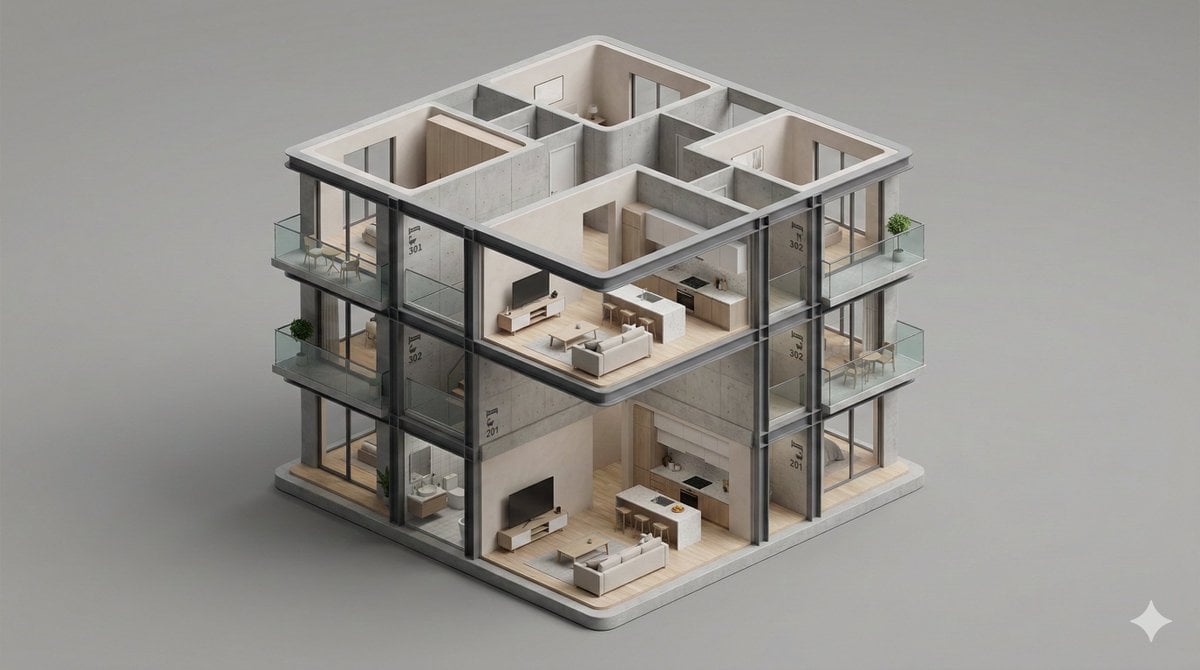 Image générée par IA de diorama architectural isométrique 3D
