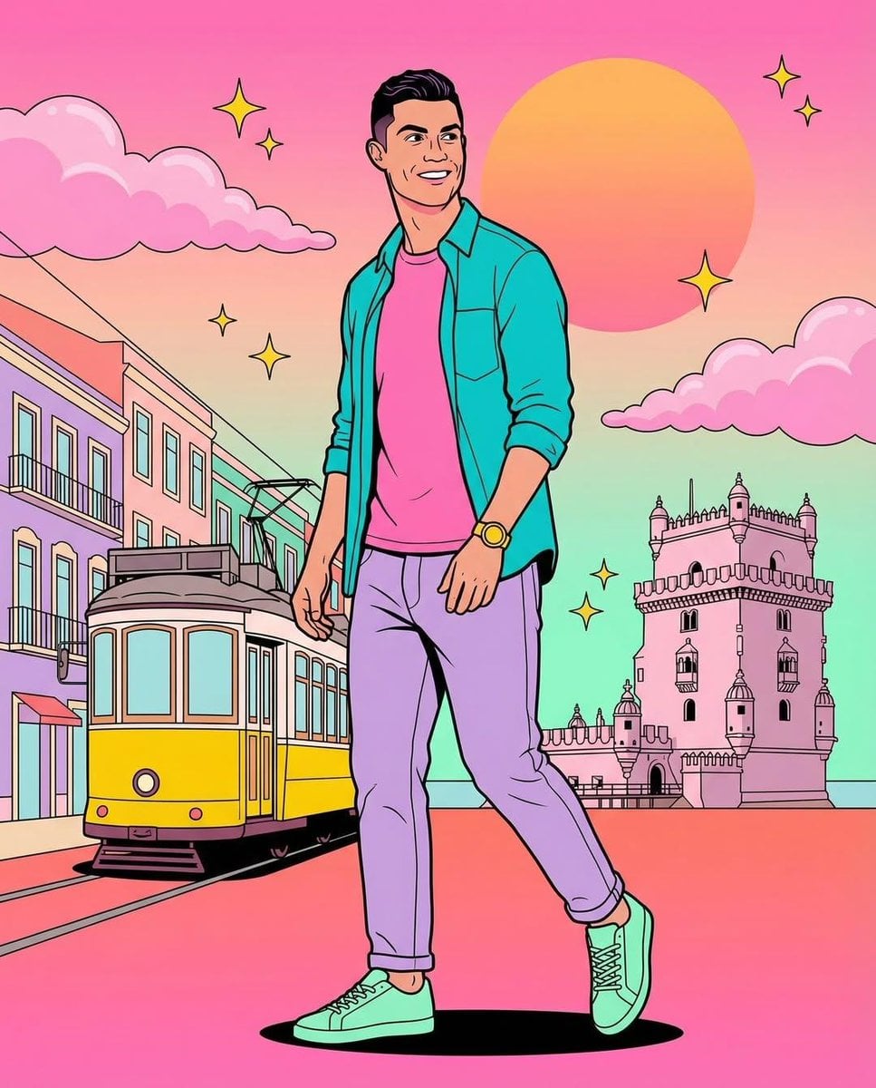 80s Pop Art Portret Portugal door gegenereerde afbeelding