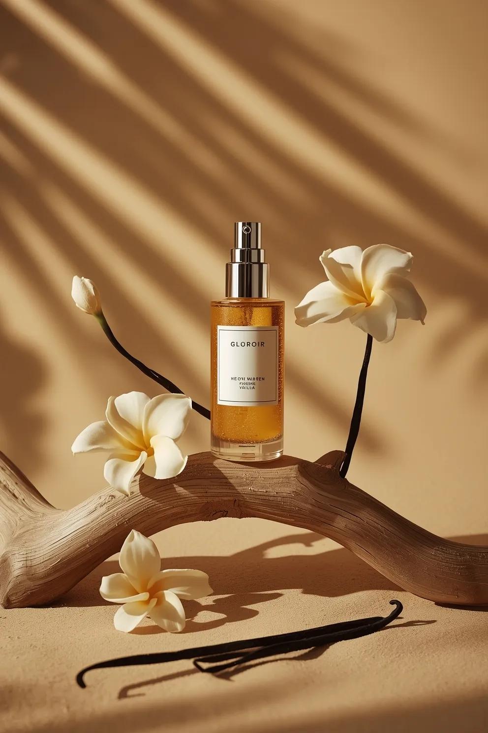 KI-generiertes Bild der luxuriösen Bernstein-Serum-Flasche für Hautpflege