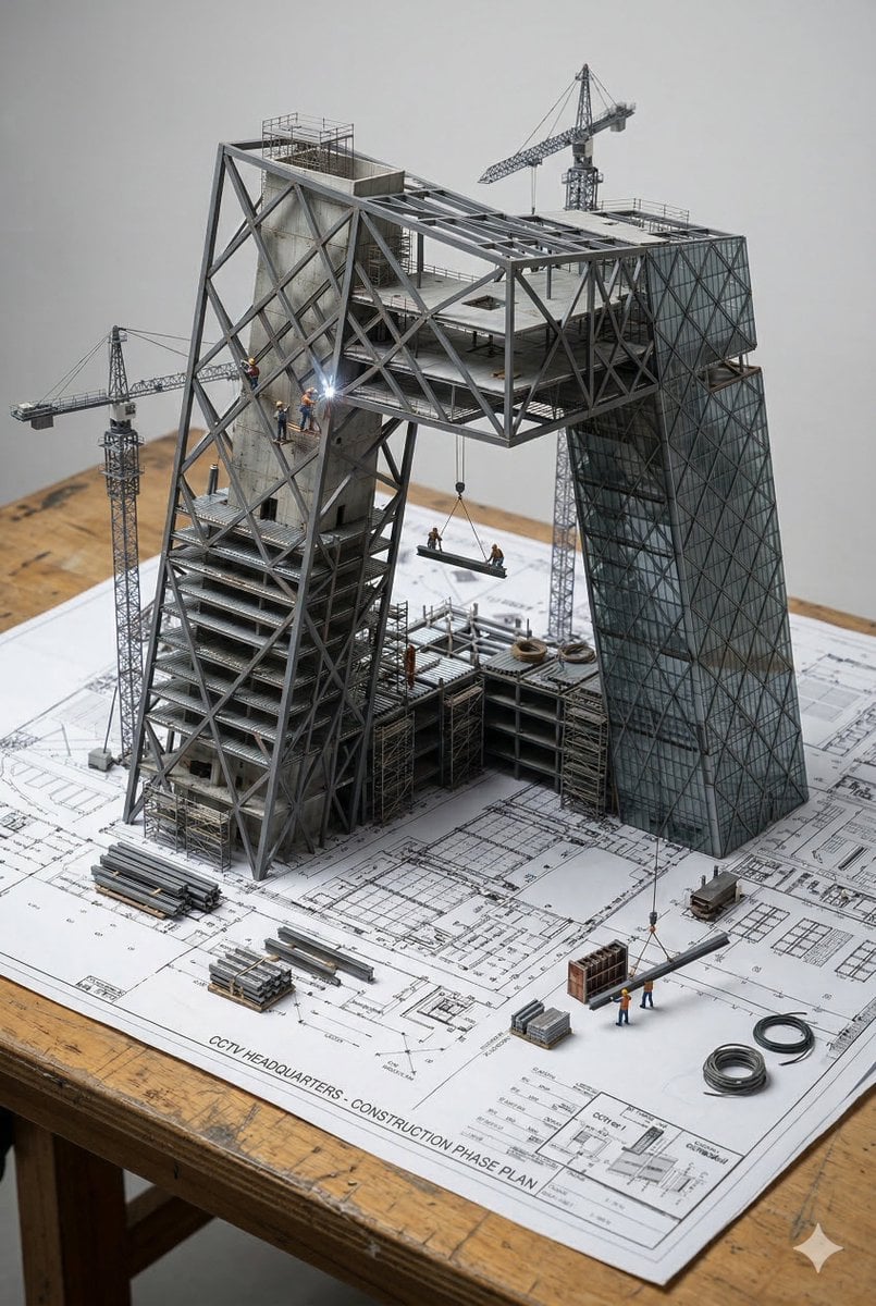 Plànol arquitectural de miniatura d'edifici emergent, imatge generada per IA