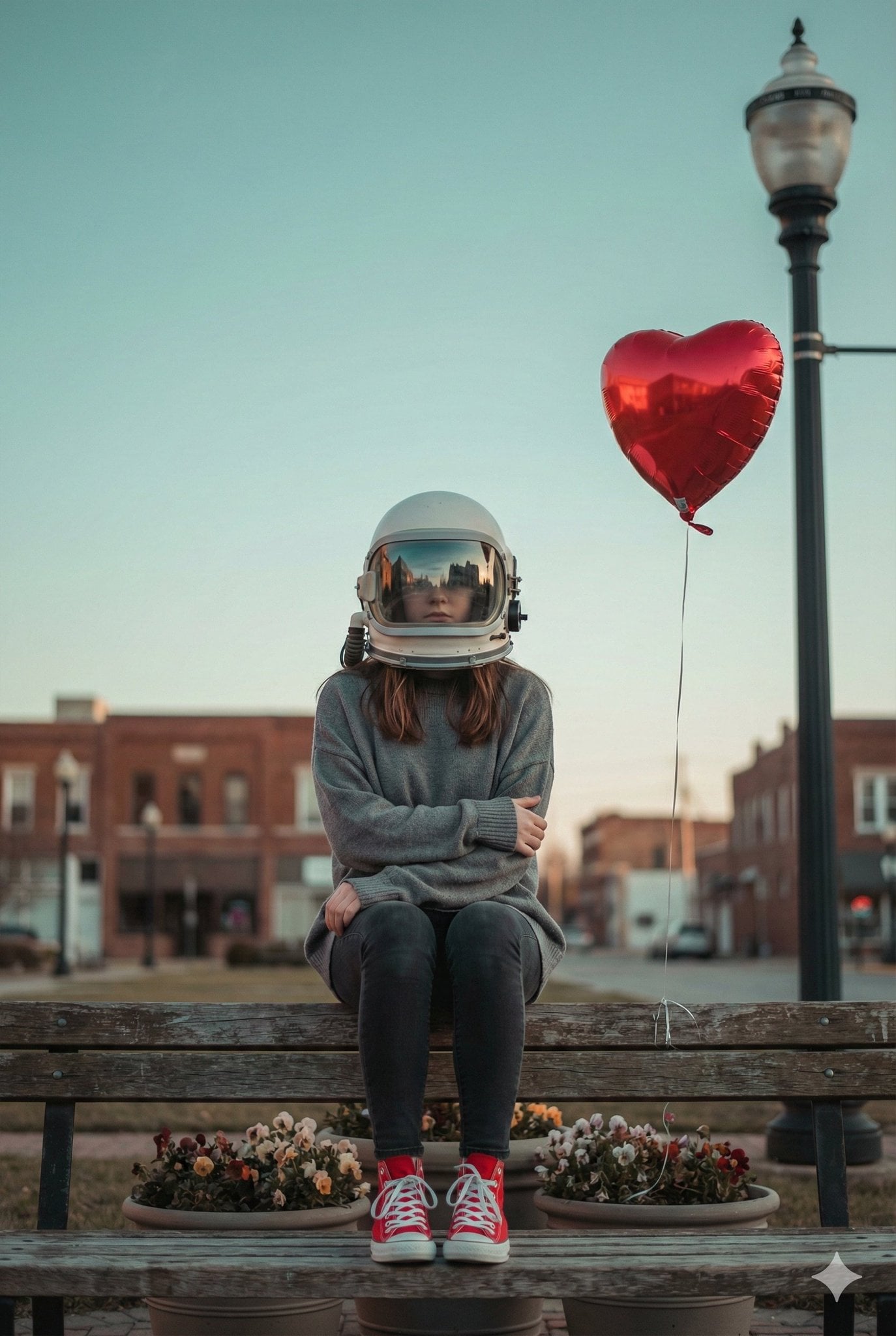 Astronaut Helmet Park Bench Balloon