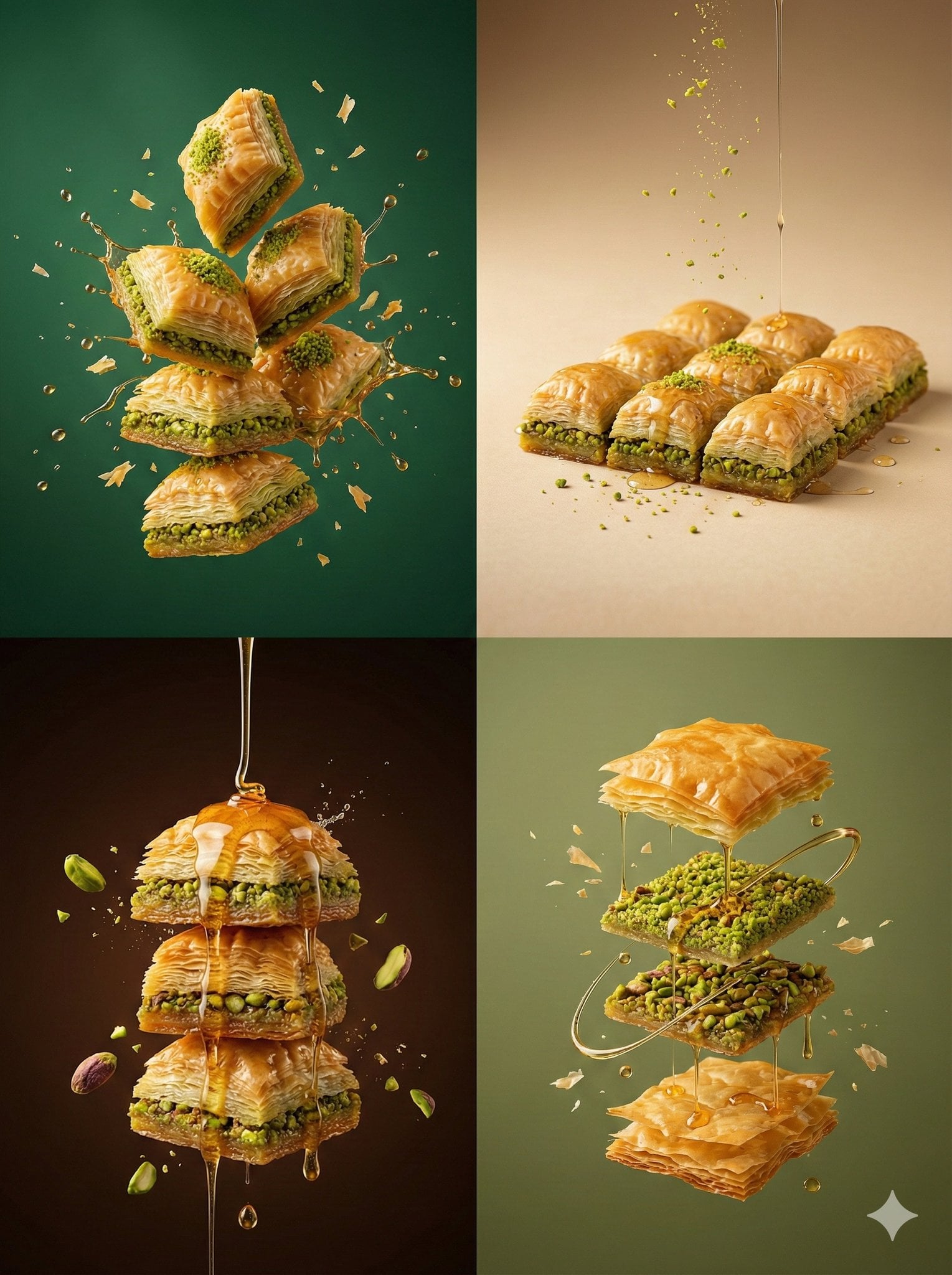 Baklava hüperreaalne kaubanduslik magustoidu fotograafia genereeritud pilt