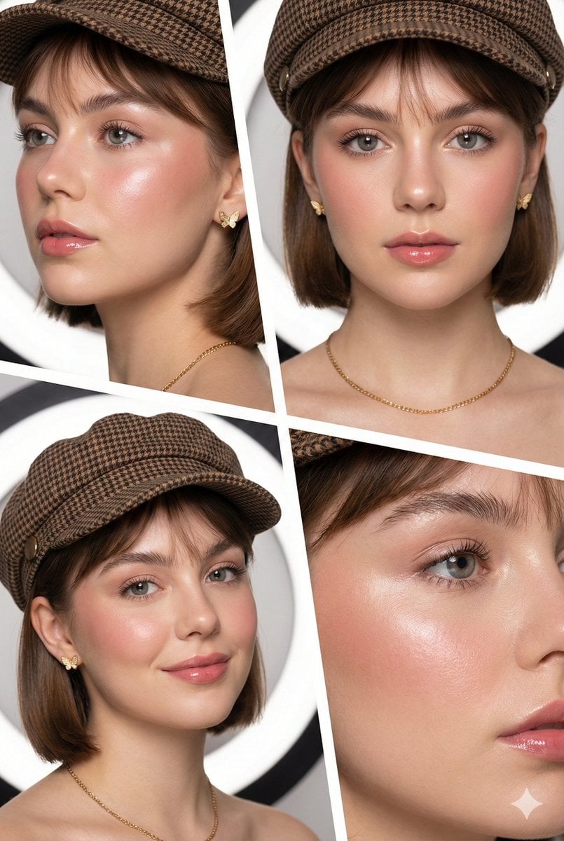 KI-generiertes Bild der Beauty-Editorial-Collage Junge Frau K-Beauty