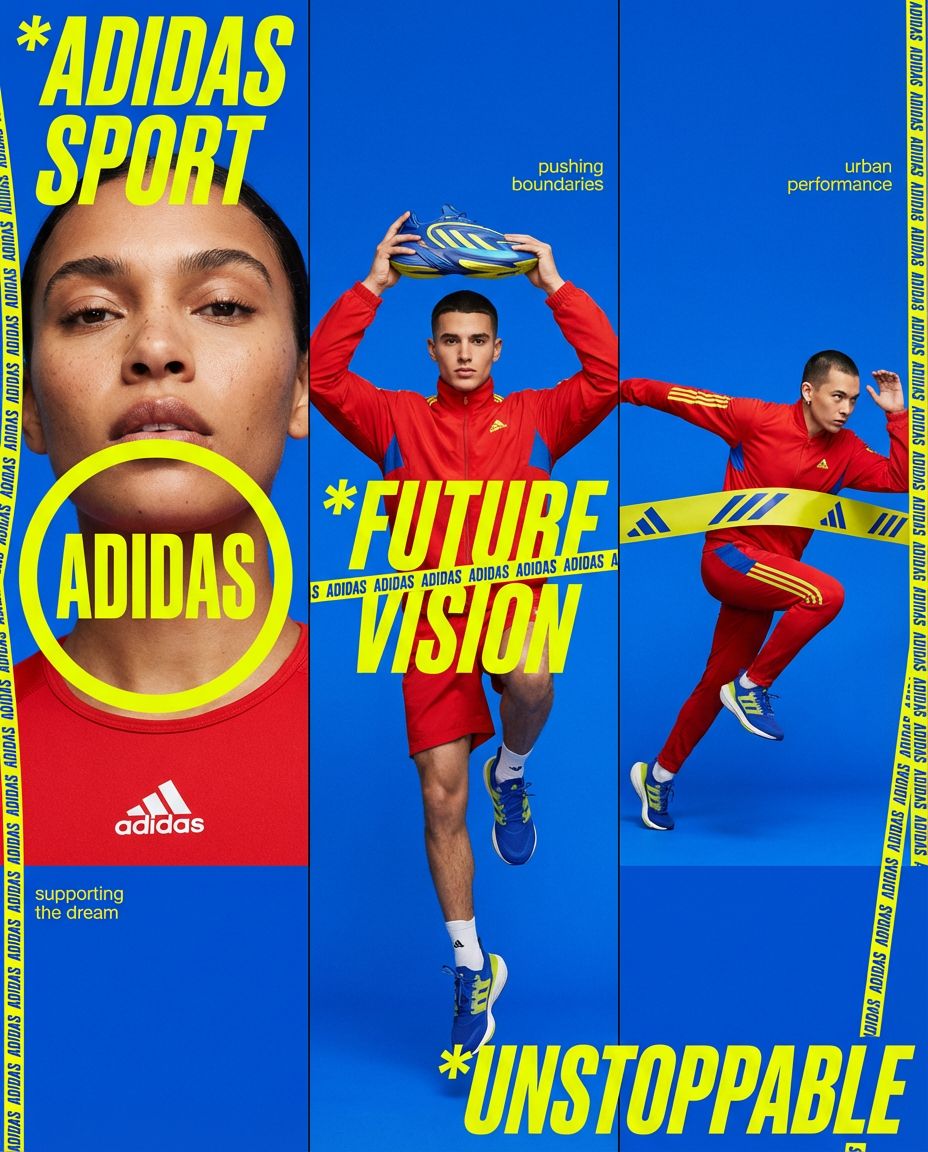 Značkový editoriálny triptych generovaný obrázok