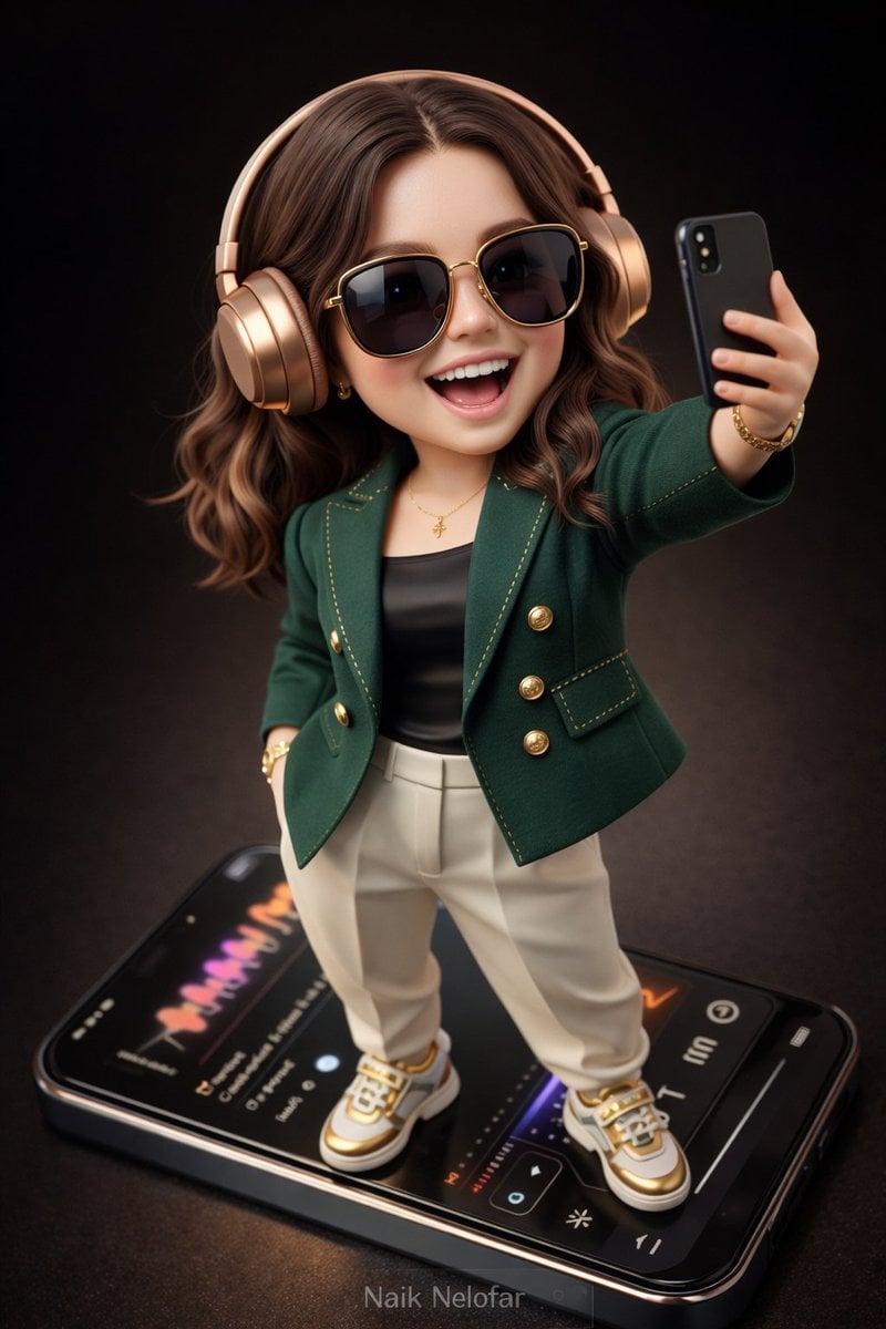 Chibi-Charakter Mode Smartphone Studio, KI-generiertes Bild