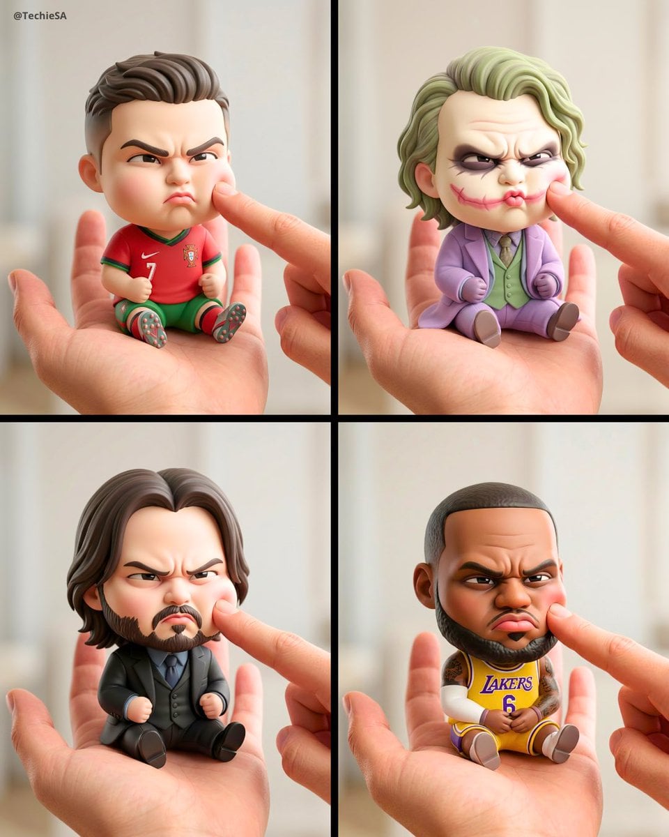 Chibi Character Sitting On Palm Pouty Expression