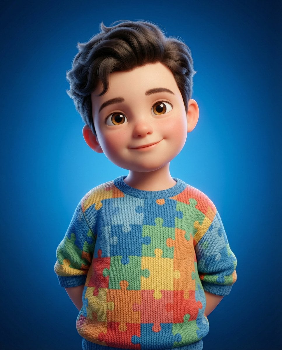 Child Character 3d Render Blue Background