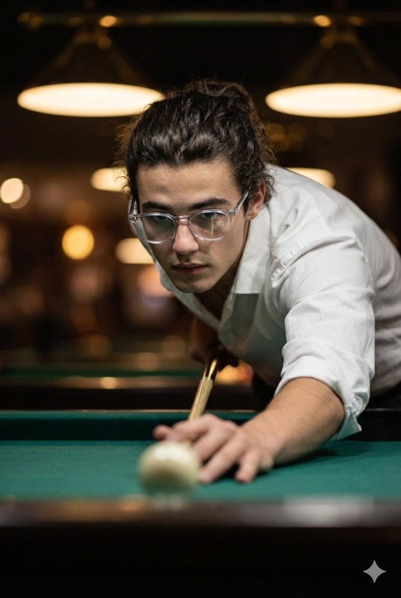 Cinematic Man Billiards Shot Pool Table