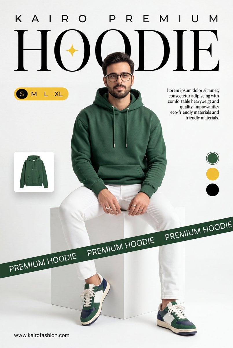 KI-generiertes Bild des kommerziellen Mode-minimalistischen Hoodie-Modells