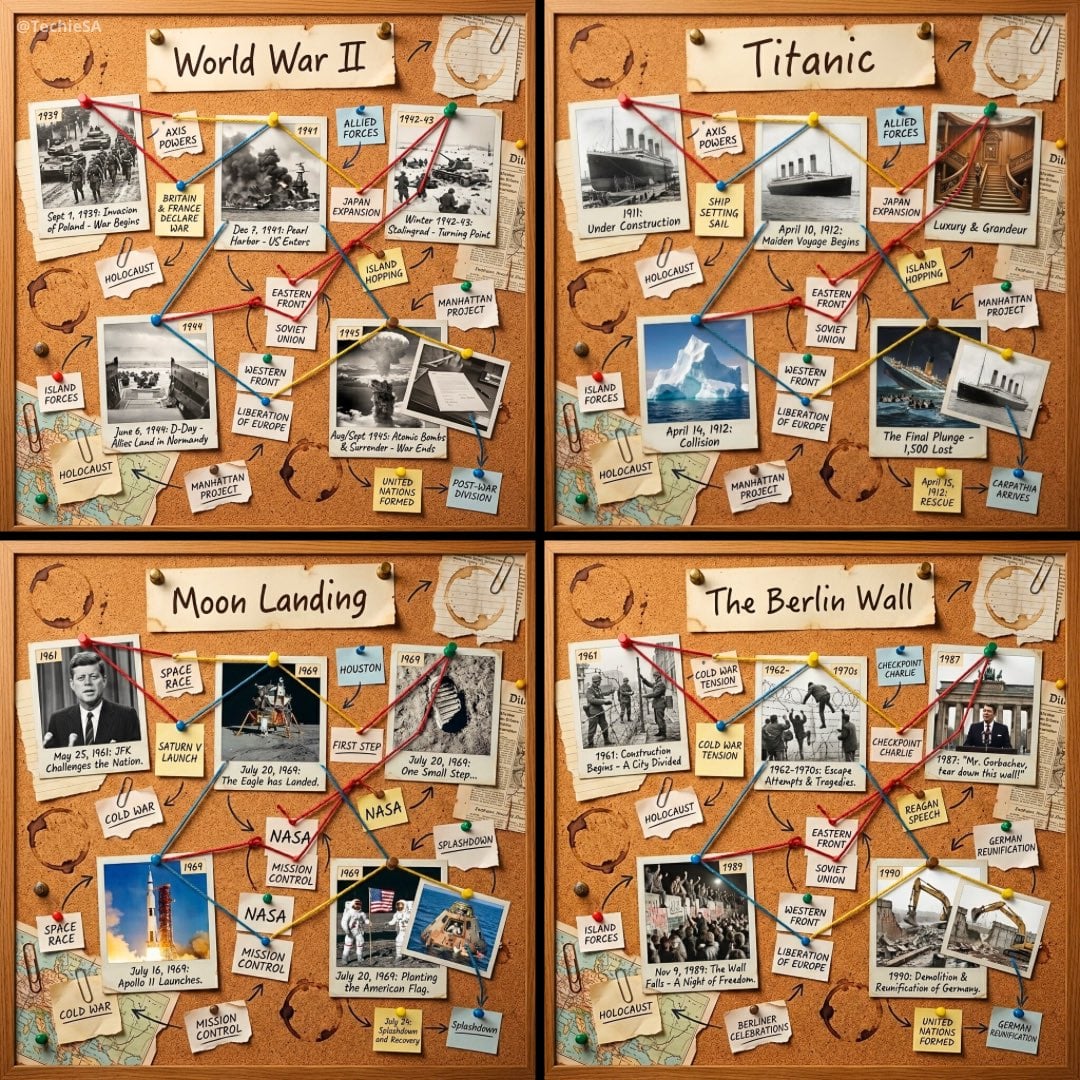 Cork Board Storyboard Historical Moment