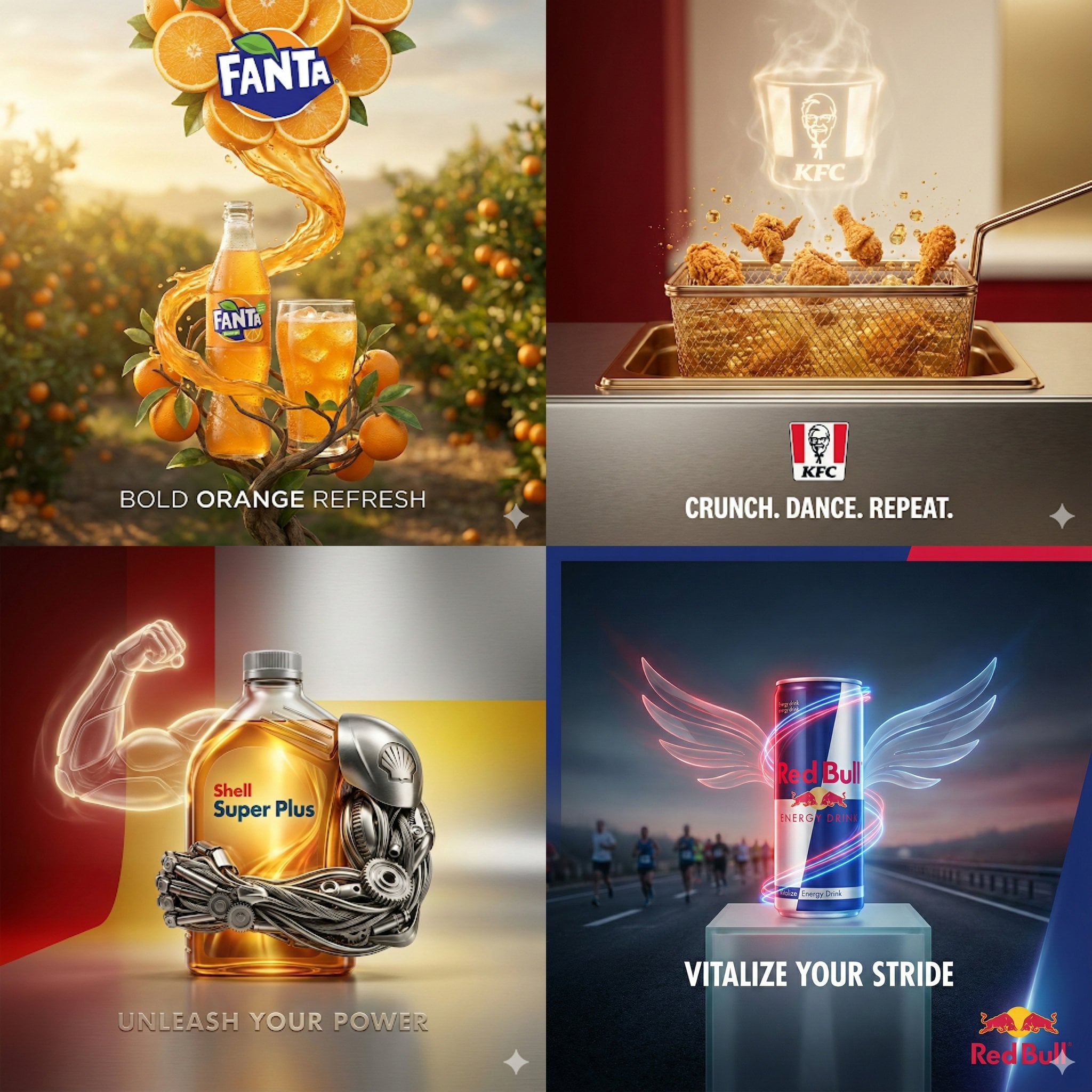 Uma composição de anúncio heroico de produto premium com elementos surres, apresentando um produto centralizado em um fundo limpo nas cores da marca, com iluminação cinematográfica, sombras precisas e logotipo integrado com slogan