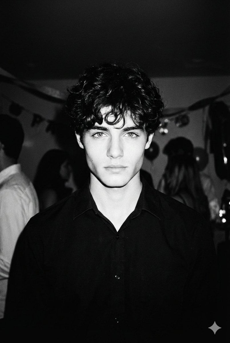 Dark House Party Portrait Bad Boy Curly Hair