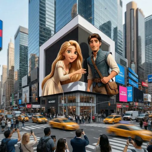 Disney Characters Naked Eye 3d Led Screen Times Square