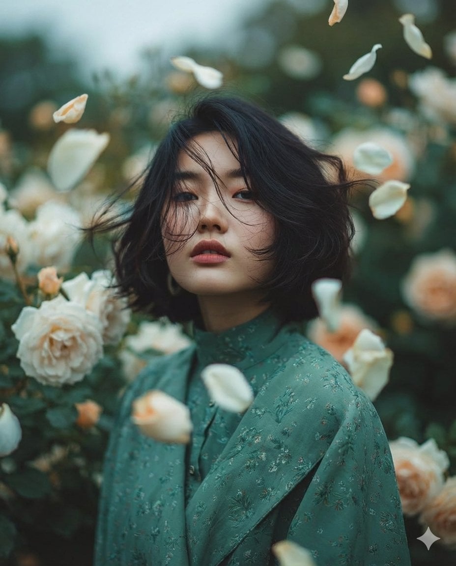 梦幻艺术人像：花园中的年轻女性 图像