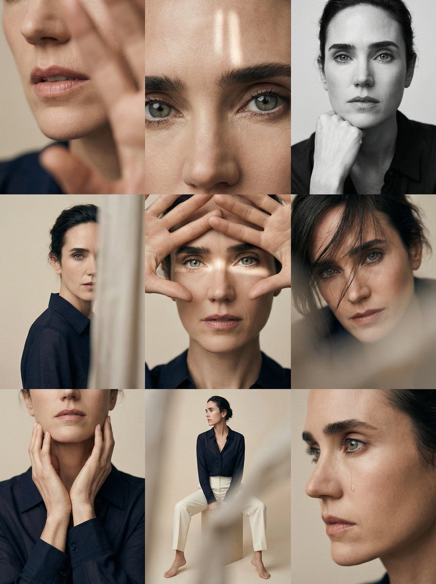 Editorial 3x3 Photo Grid Beige Studio Character