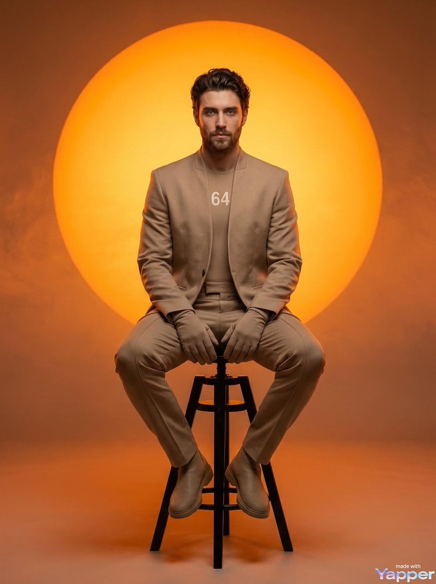 Editorial Fashion Man 85mm Orange Sun Studio