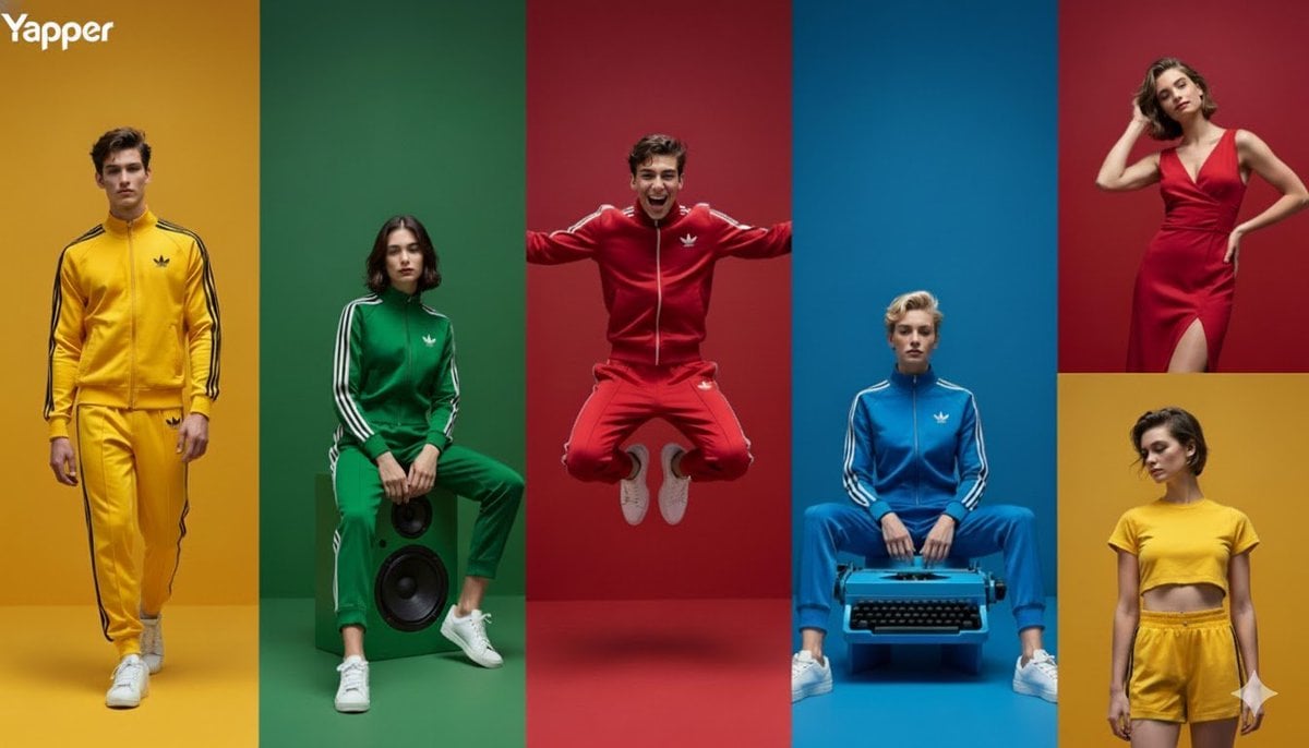 Modeeditorial Split-Screen-Werbung Mehrere Farben KI-generiertes Bild