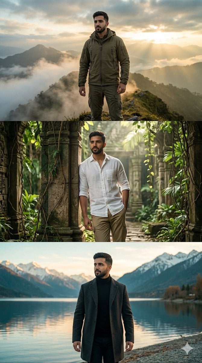 Fashion Editorial Triptych Man