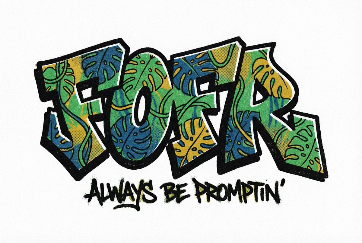 Fofr Graffiti Monstera Leaf Risograph