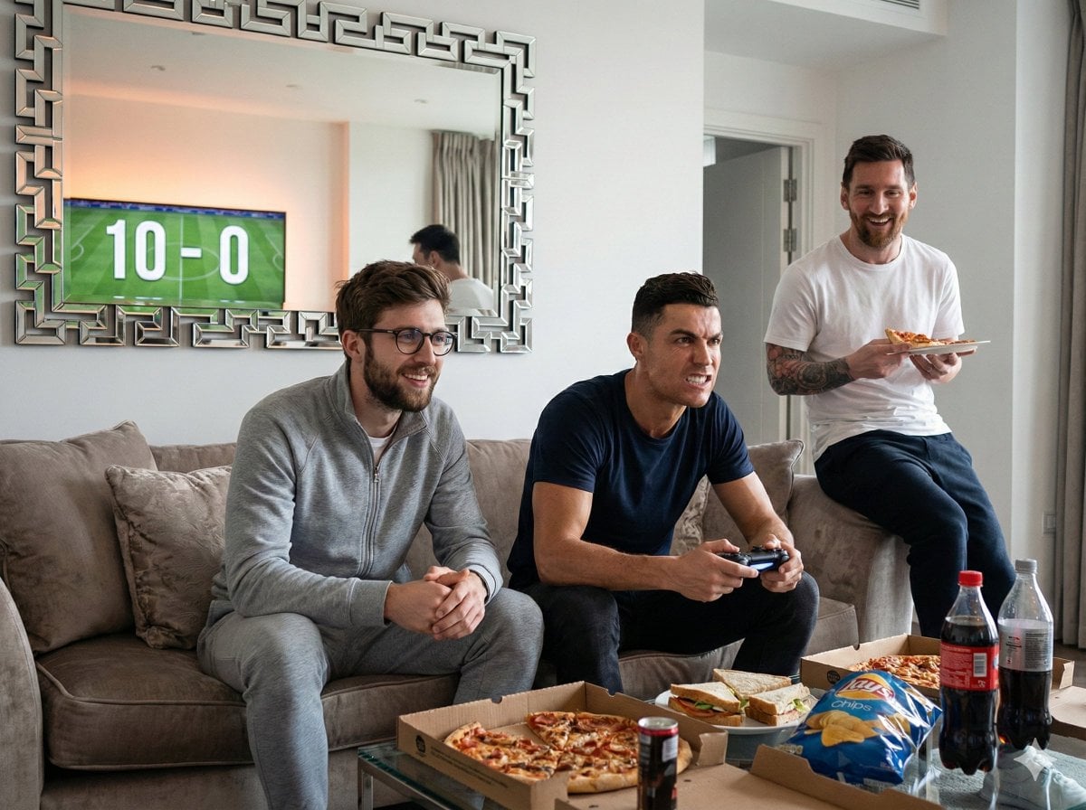 Football Video Game Victory Living Room Cristiano Ronaldo Lionel Messi