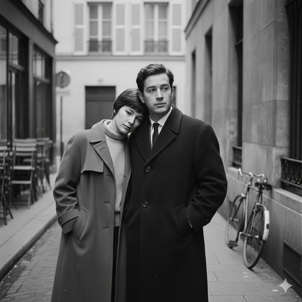 French New Wave Lovers Street Black And White