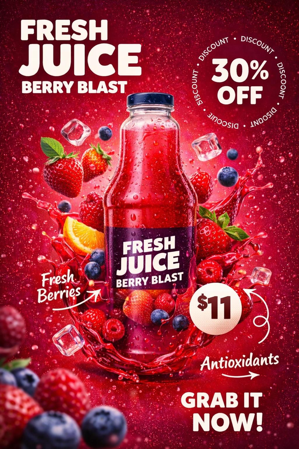 Fresh Juice Bottle Poster