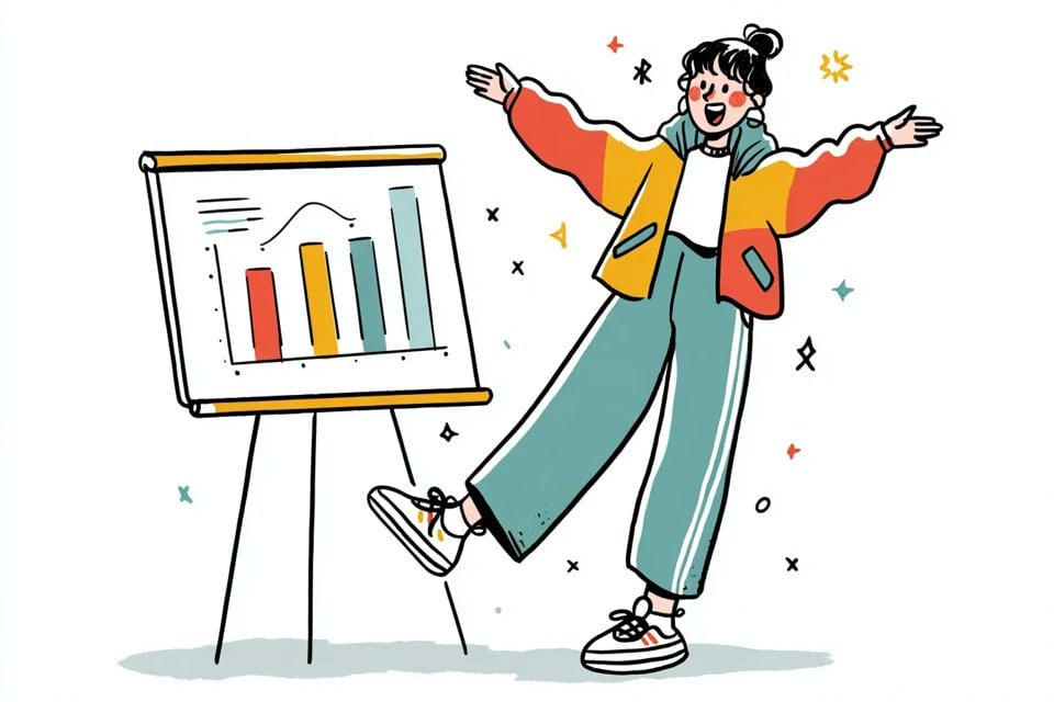 Vienkārša ar roku zīmēta rakstzīmju ilustrācija Gemma Correll stilā ar spēlīgu līniju veidojumu, neparastu diznu, izteiksmīgu pozu un tīru balto fonu