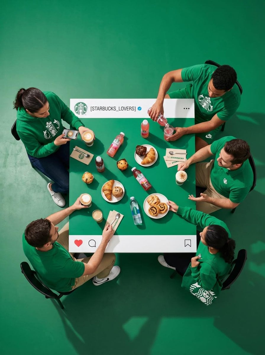 Gruppe bord Instagram design set ovenfra -genereret billede