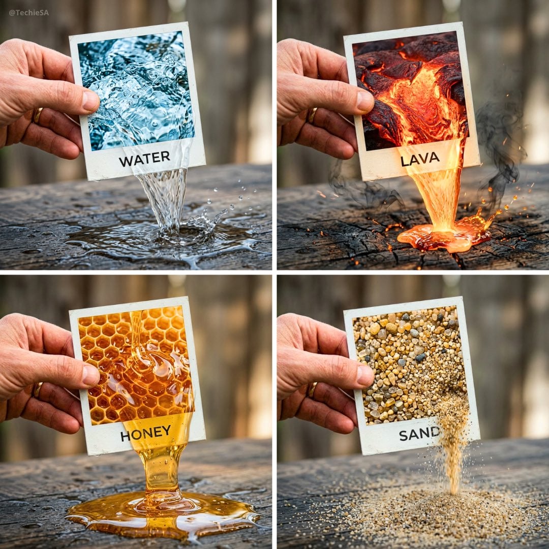 Ruka koja drži kvadratnu polaroid fotografiju označenu riječju ELEMENT, čiji se sadržaj besprijekorno izlazi iz okvira na površinu ispod, realistični 3D render s filmskim osvjetljenjem