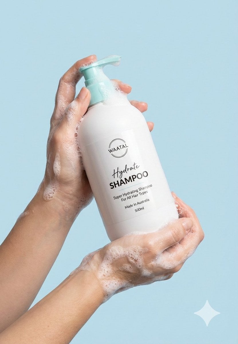 Hands Holding Shampoo Bottle Lather Studio