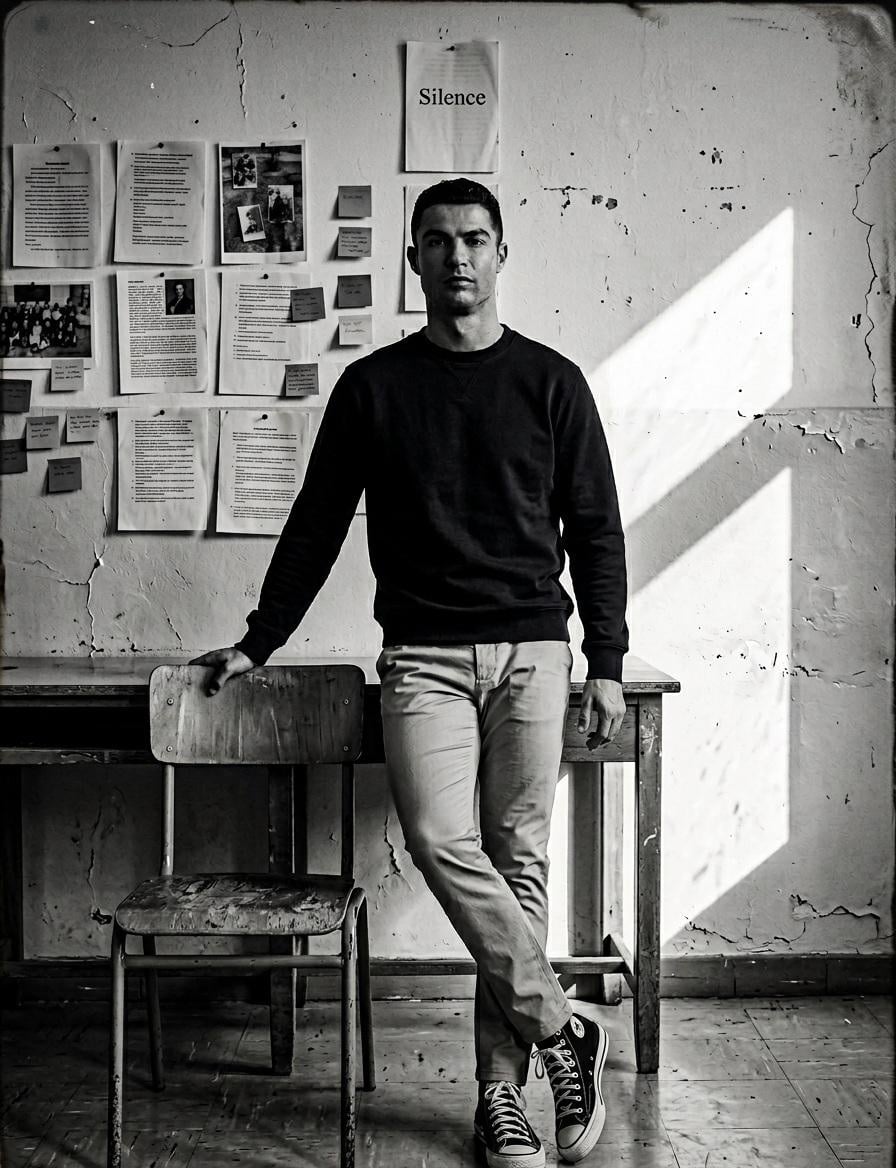 High Contrast Black White Portrait Classroom Silence