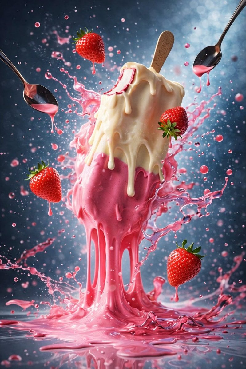Imatge generada per IA de fotografia hiperrealista d'esquitx de gelat