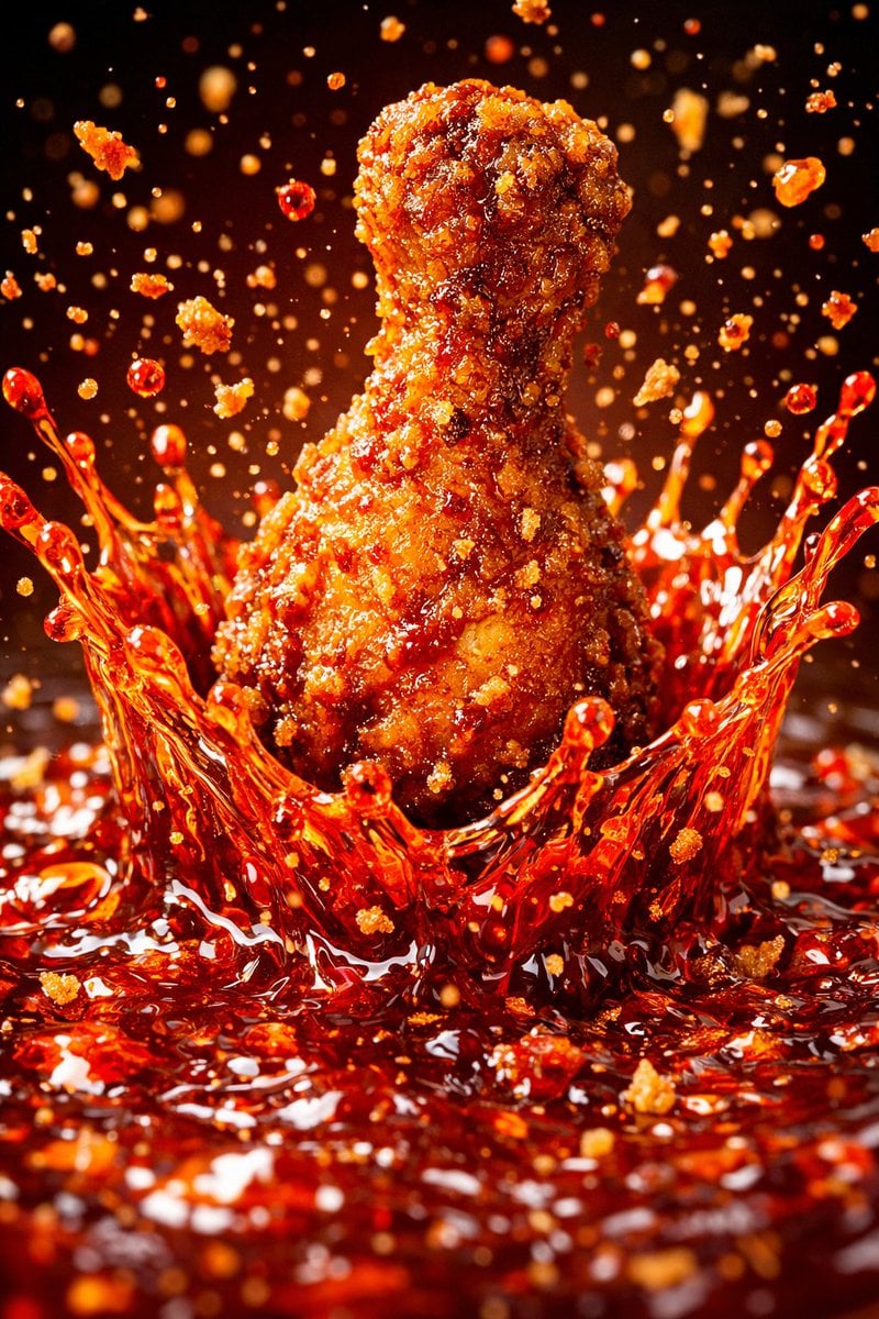 KI-generiertes Bild der Hyper-Visuellen Fried-Chicken-Action-Serie