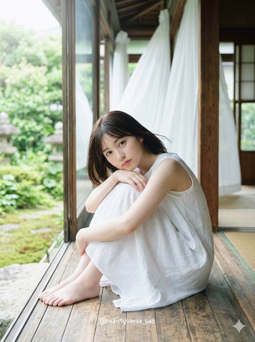 Japonská idolka Engawa záhrada letné ráno generovaný obrázok
