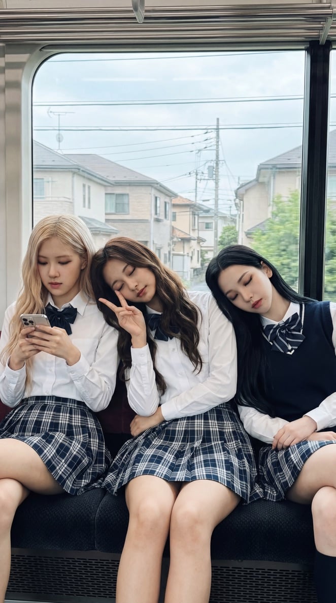 K Pop Idols On Train Sitting