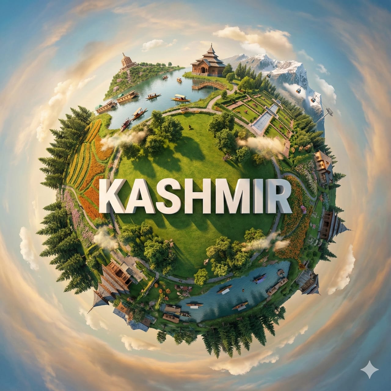 Kashmir Miniaturplanet i Gyldent Time -genereret billede