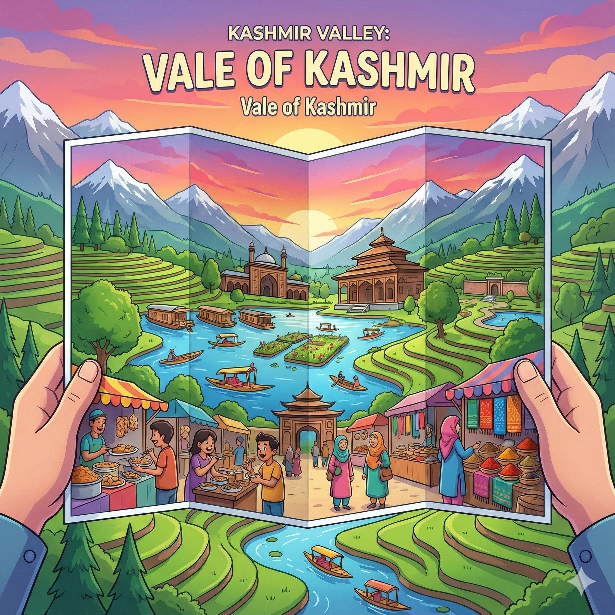 Kashmir Valley Travel Poster Brochure Hands