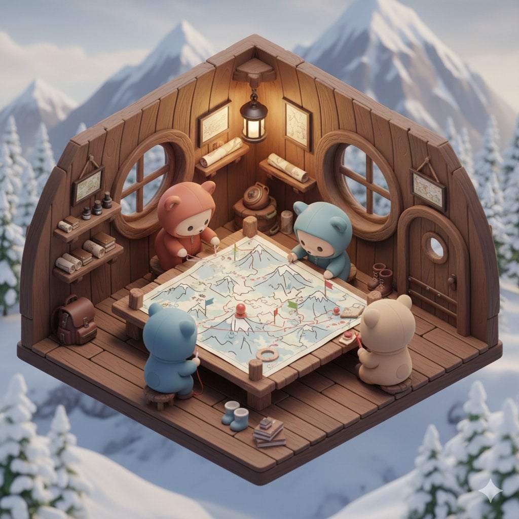 Kawaii Baby Bears Map Design Wooden Hideout
