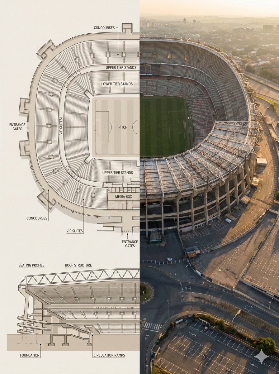 Imagine generată de Compoziție Împărțită Landmark Blueprint Aerian