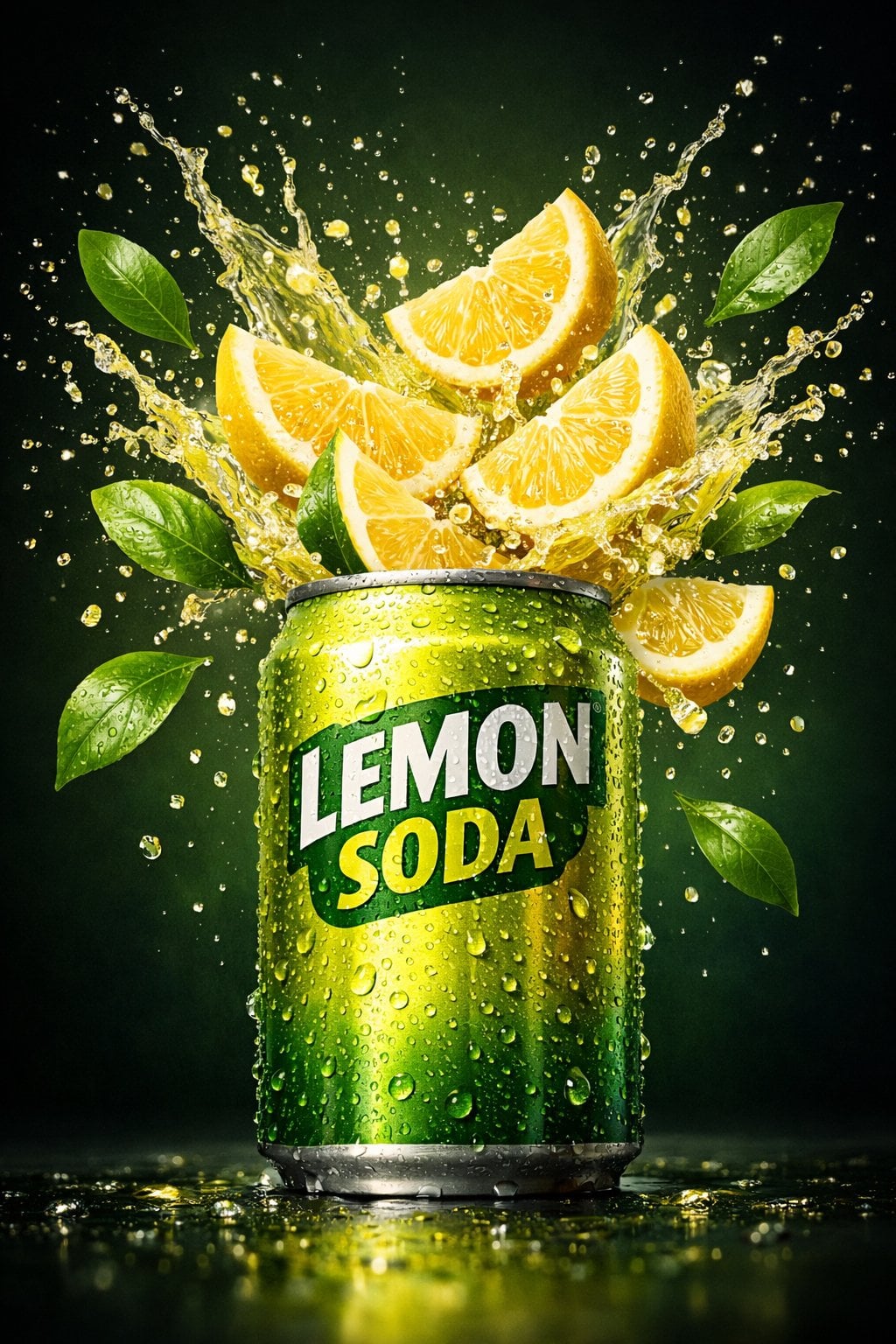 Lemon Soda Can Splash Product Shot