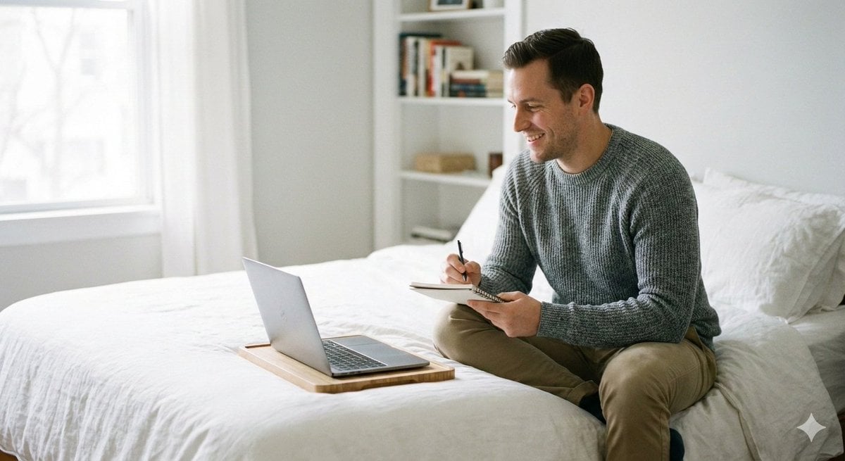 Lifestyle Schlafzimmer Ruhiger Morgen, KI-generiertes Bild