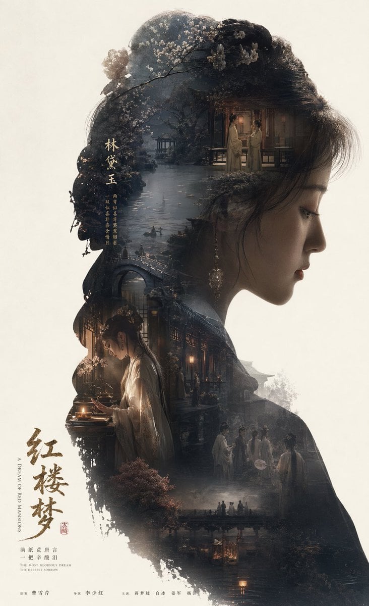 Lin Dyu Silhouette Der Traum der Roten Kammer Poster KI-generiertes Bild