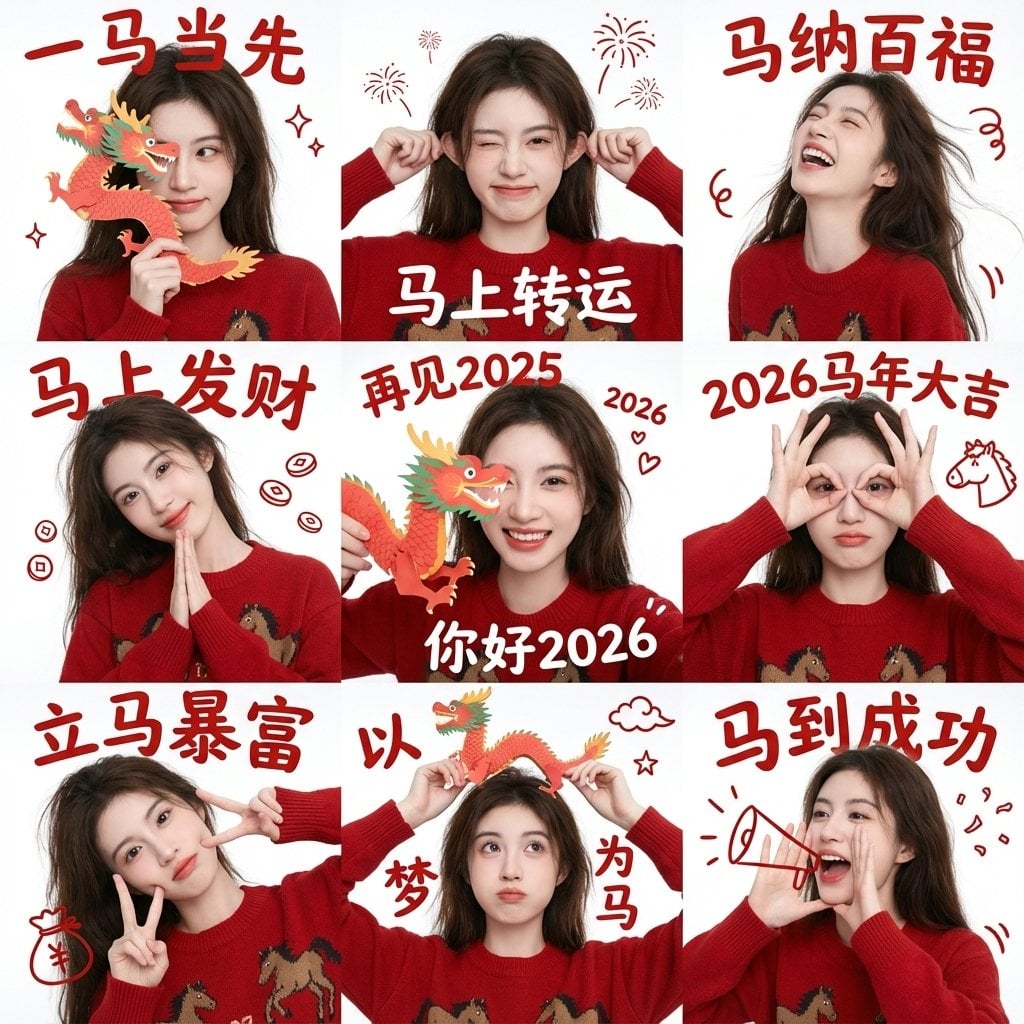 Male New Year Blessing Nine Grid