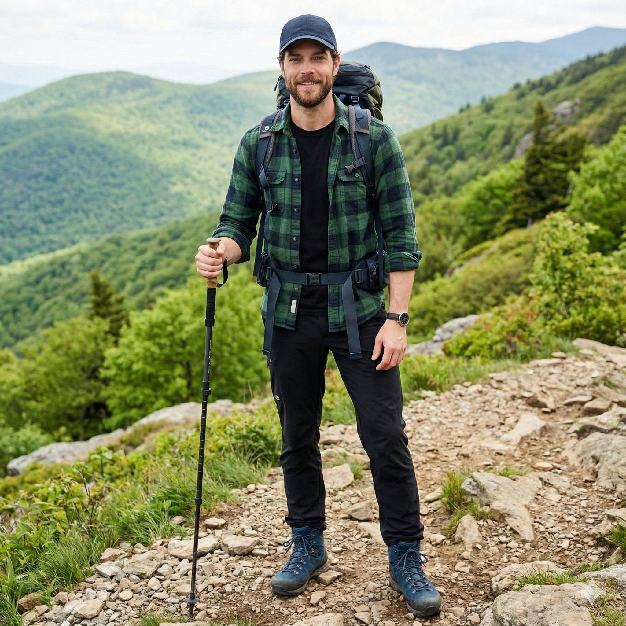 Male Trekker Mountain Campsite Portrait