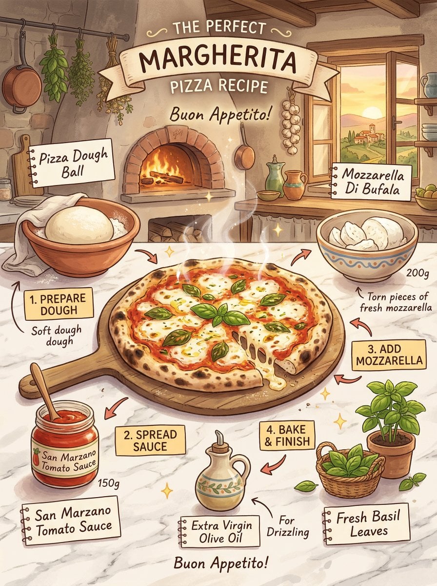 Margherita Pizza Recipe Infographic Studio Ghibli