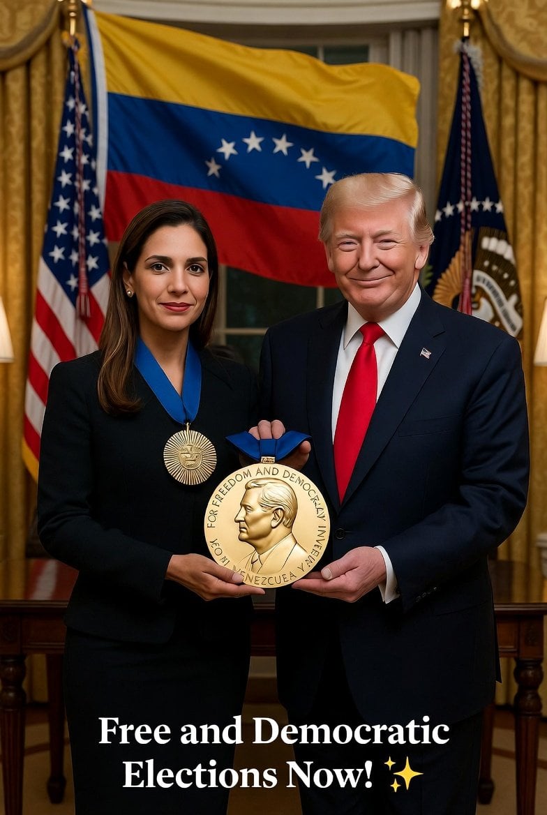 Maria Corina Machado Donald Trump Nobel Medal Cinematic