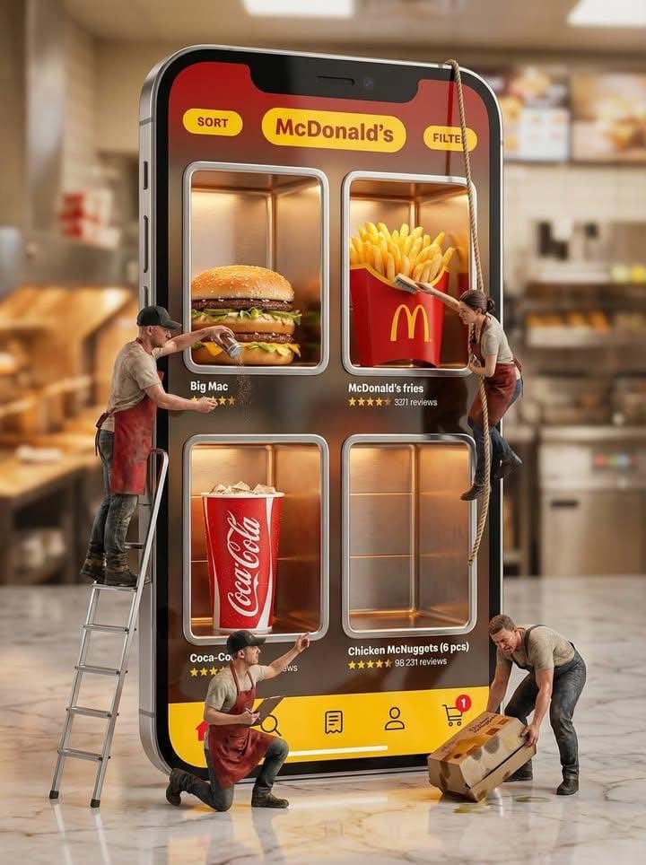 Mcdonalds Food Ordering App Giant Smartphone Kitchen
