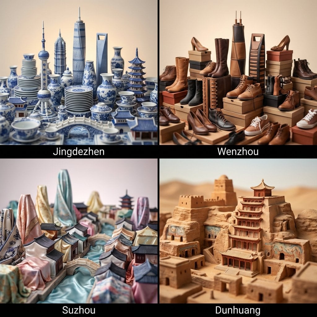 Miniature City Dioramas Tea Wine Clay Marble 2x2 Grid