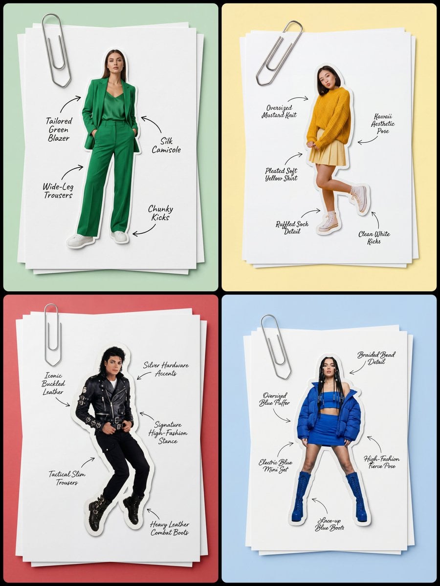Minimalistisk Mode Scrapbog Flat Lay Annotationer -genereret billede